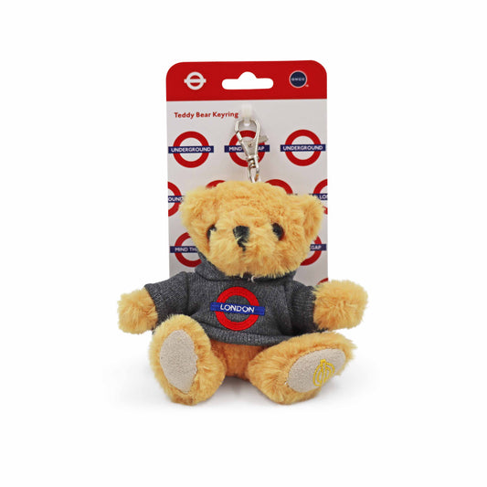 London Underground Teddy Bear Keyring - 'LONDON' Dark Grey Edition - London Souvenirs