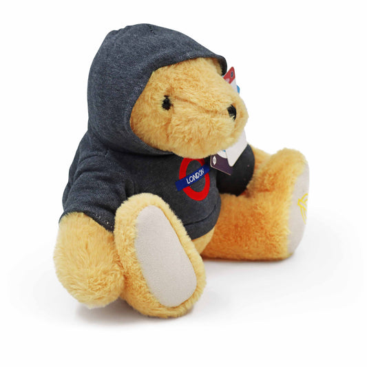 London Underground Teddy Bear - 'LONDON' Dark Grey - 25cm - London Souvenirs Gifts