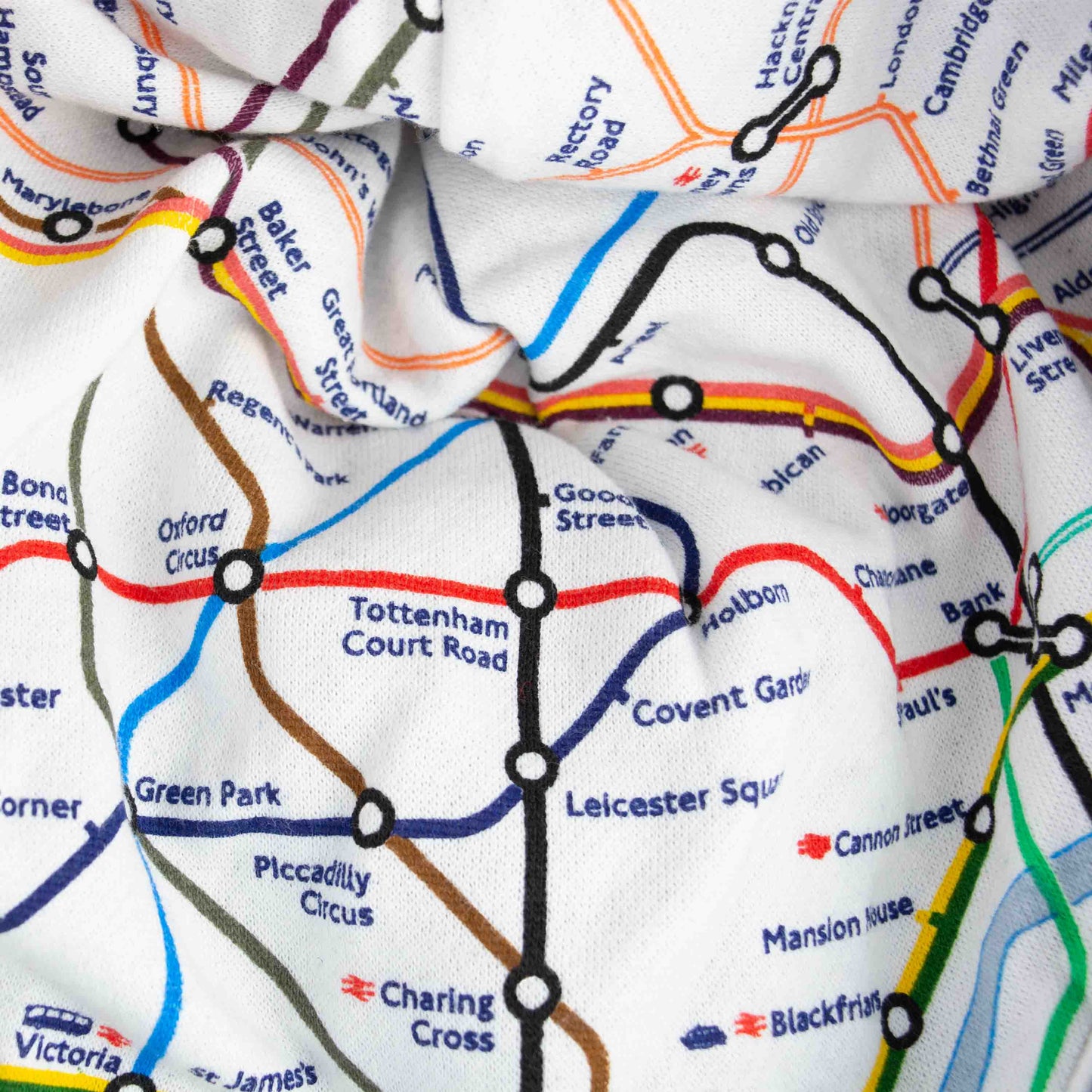 London Underground Navy Zipped Hoodie - 'LONDON' - Unisex - TFL Map