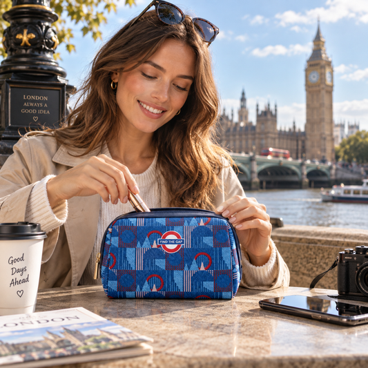 London Underground Piccadilly Line toiletry bag used while travelling in London