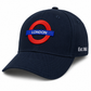 Navy blue cap with red and blue emblem and 'London' text on a white background