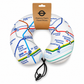 Memory foam travel pillow with London tube map design on a white background