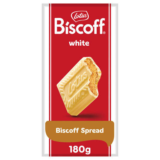 Lotus Biscoff White Chocolate with Biscoff Cream - 180g - British Snacks