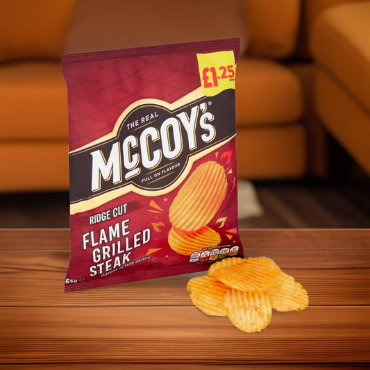 McCoy’s Flame Grilled Steak 65g – (£1.25 Bag)- British Crisps