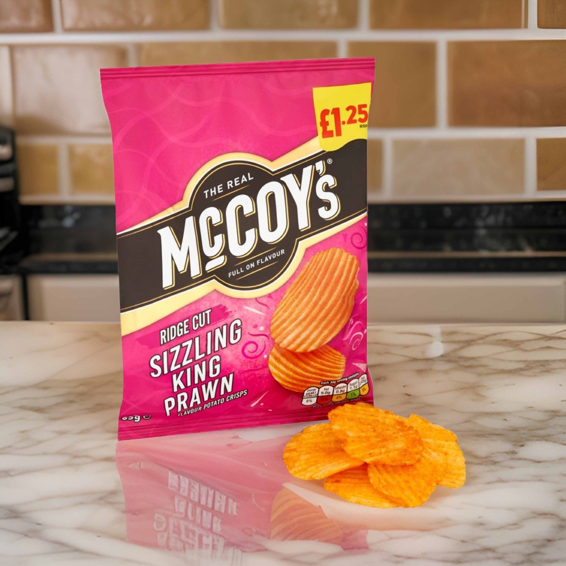 McCoy’s Sizzling King Prawn 65g – (£1.25 Bag) - British Crisps