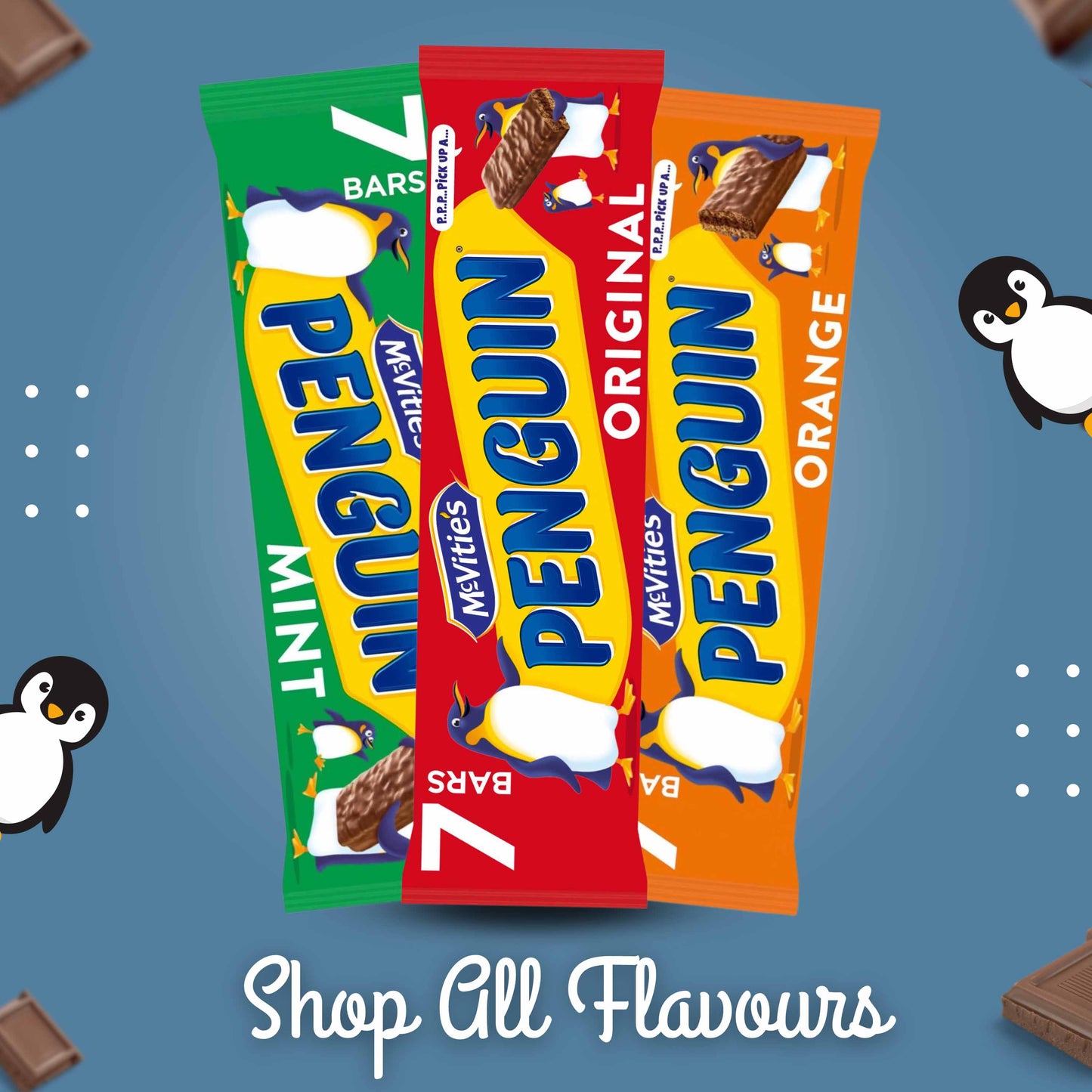 McVitie's Penguin Milk Chocolate Biscuit Bars - 7x36g - Classic British Snacks
