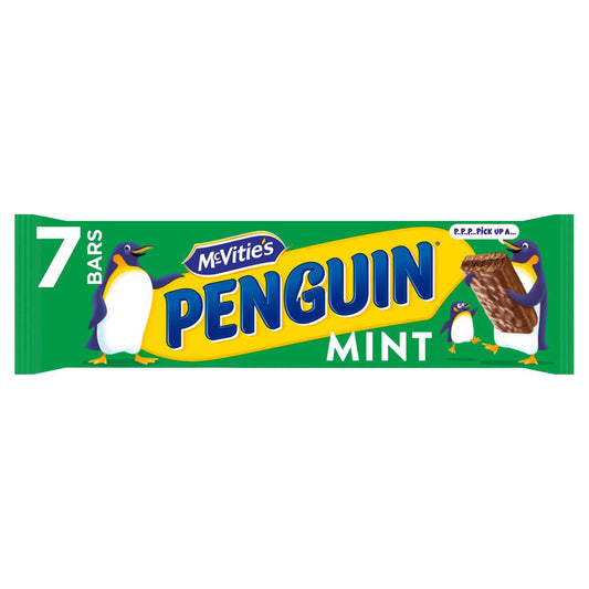 McVitie's Penguin Mint Chocolate Biscuit Bar - 7x24.6g - British Snacks