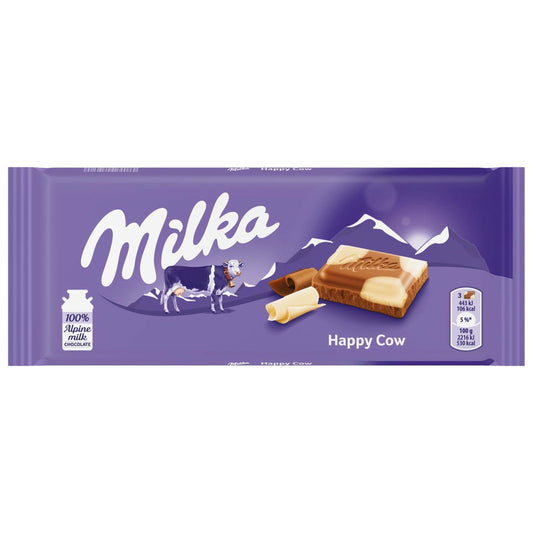 Milka Happy Cows Milk and White Chocolate Bar - 100g - Snacks