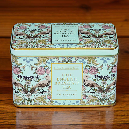 Mint Green The Song Thrush Tea Caddy Tin - 40 Teabags - London Souvenirs