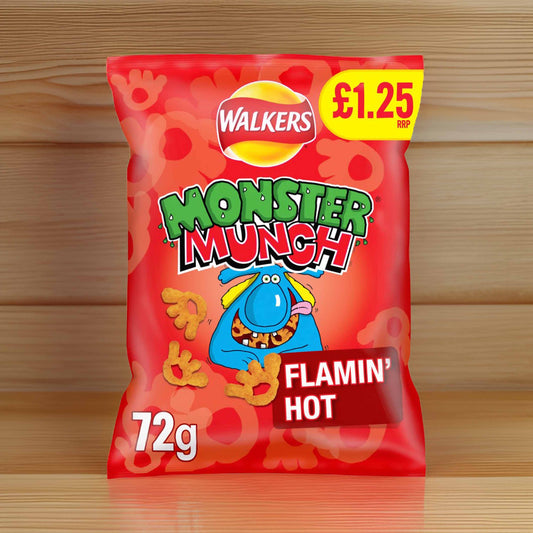 Monster Munch Flamin’ Hot 72g – (£1.25 Bags) - British Crisps