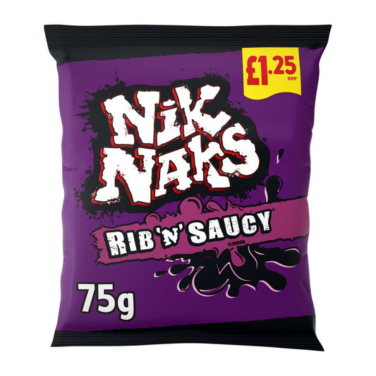 Nik Naks Rib 'N' Saucy Crisps 75g – (£1.25 Bag) - BRITISH SNACKS