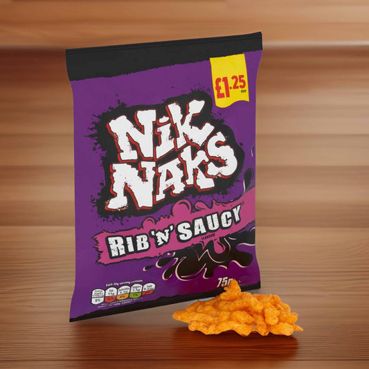 Nik Naks Rib 'N' Saucy Crisps 75g – (£1.25 Bag) - Classic British Crisps