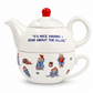 Official Paddington Bear Tea-for-One ceramic teapot and matching cup featuring the quote "It's Nice Having a Bear About the House" on a white studio background.