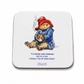 Official Paddington Bear ceramic coaster featuring a classic illustration of Paddington holding a steaming mug on a clean white background.