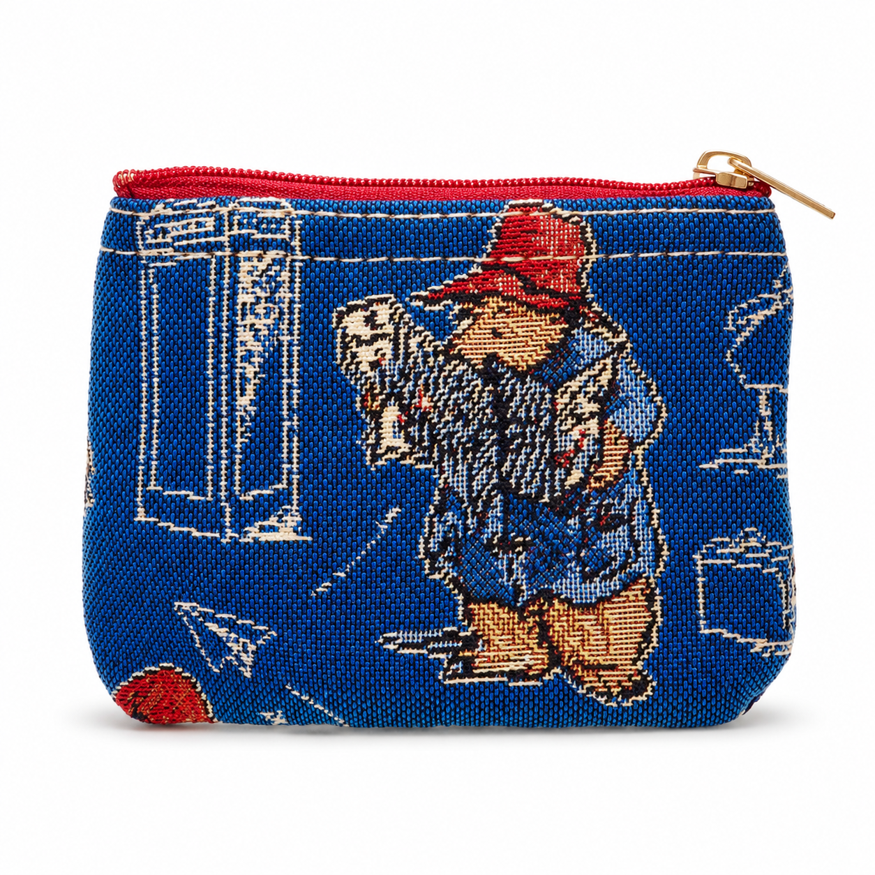 Small pouch with Paddington Bear design on a blue background