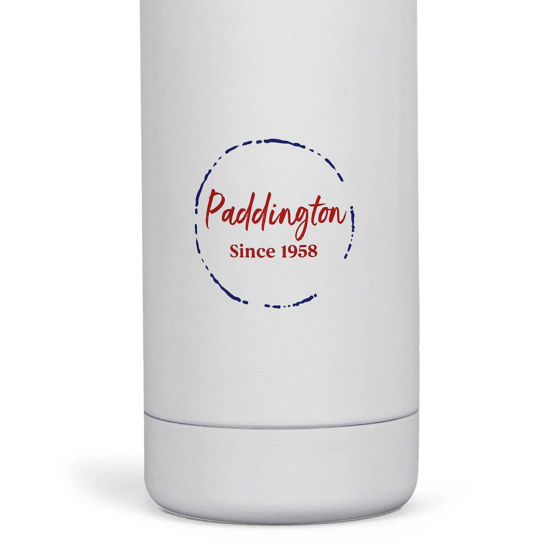 White tumbler with 'Paddington Since 1958' text on a white background