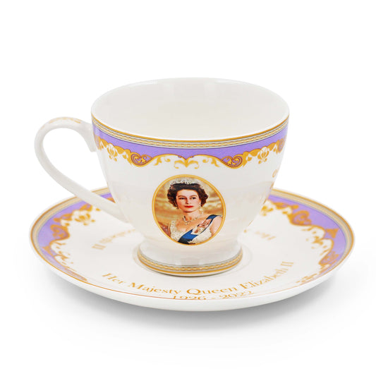 Her Majesty Queen Elizabeth II Commemorative Boxed Teacup & Saucer Set - London Souvenir Gift
