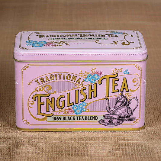 Rose Pink Vintage Victorian Classic Tea Tin - 40 Teabags - London Souvenirs