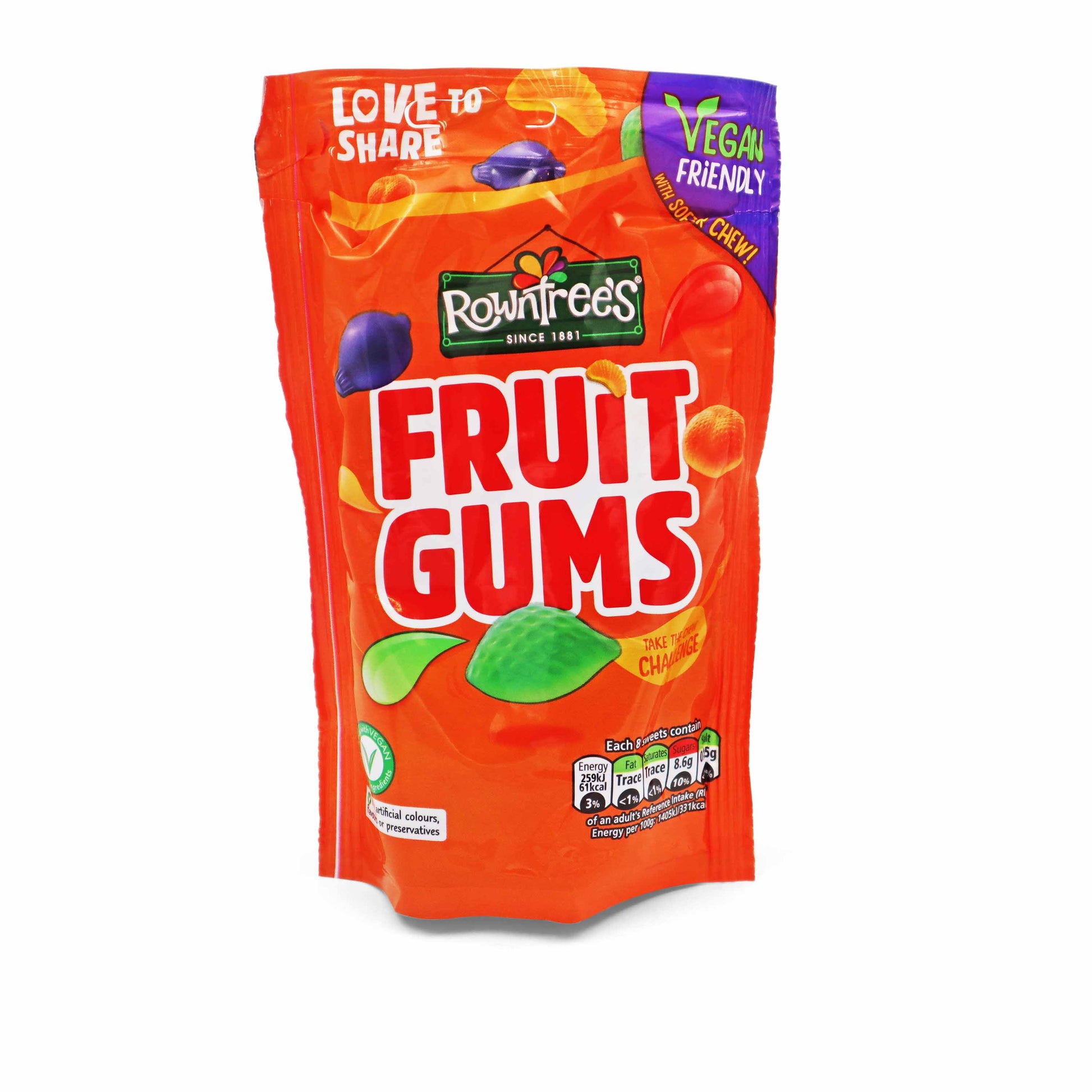 Rowntree's Fruit Gums Vegan Friendly Sweets Sharing Bag - 150g - British Snacks