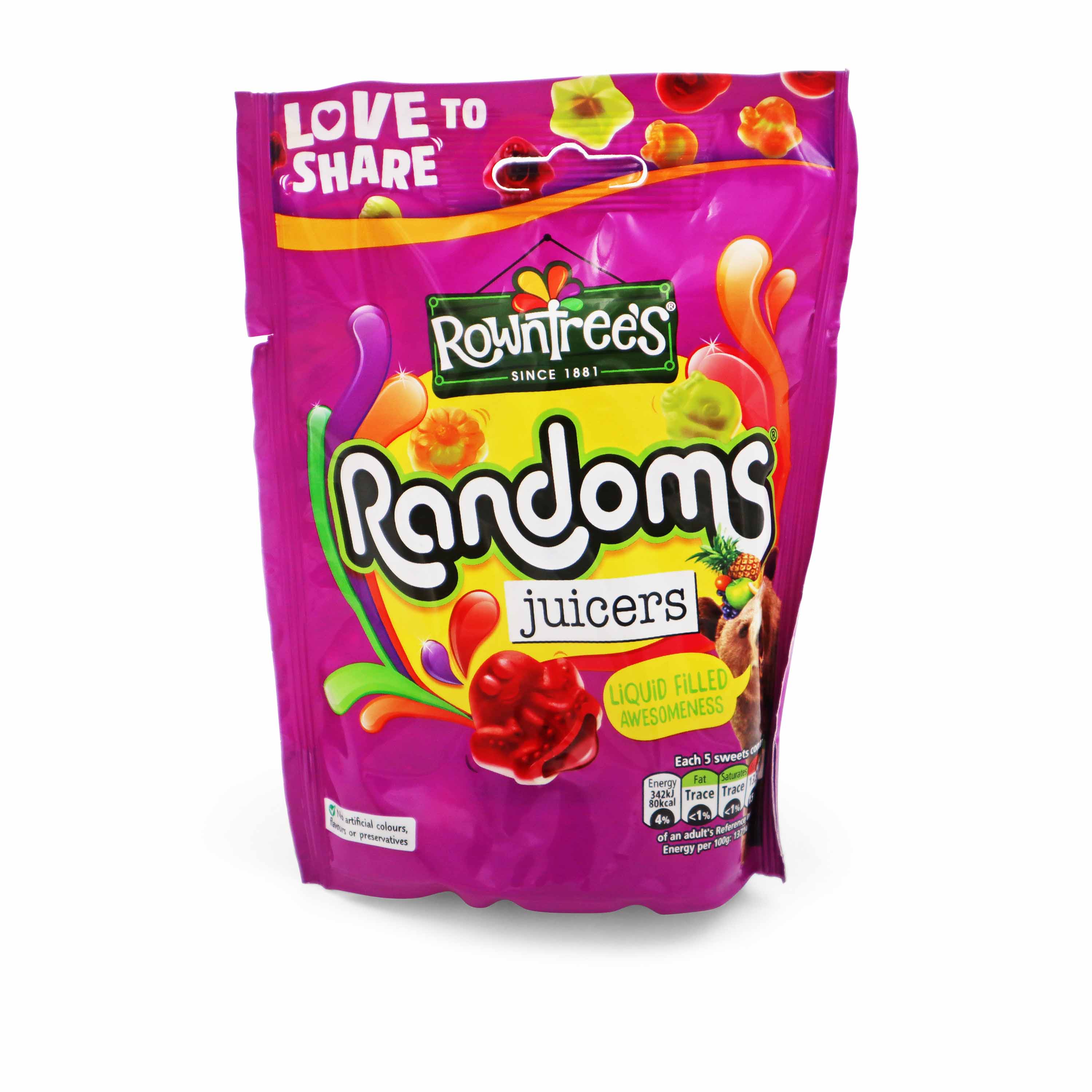 Rowntree's Randoms Juicers Sweets Sharing Bag 140g British Gift Shop