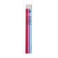 Three pencils with colorful barrels on a white background