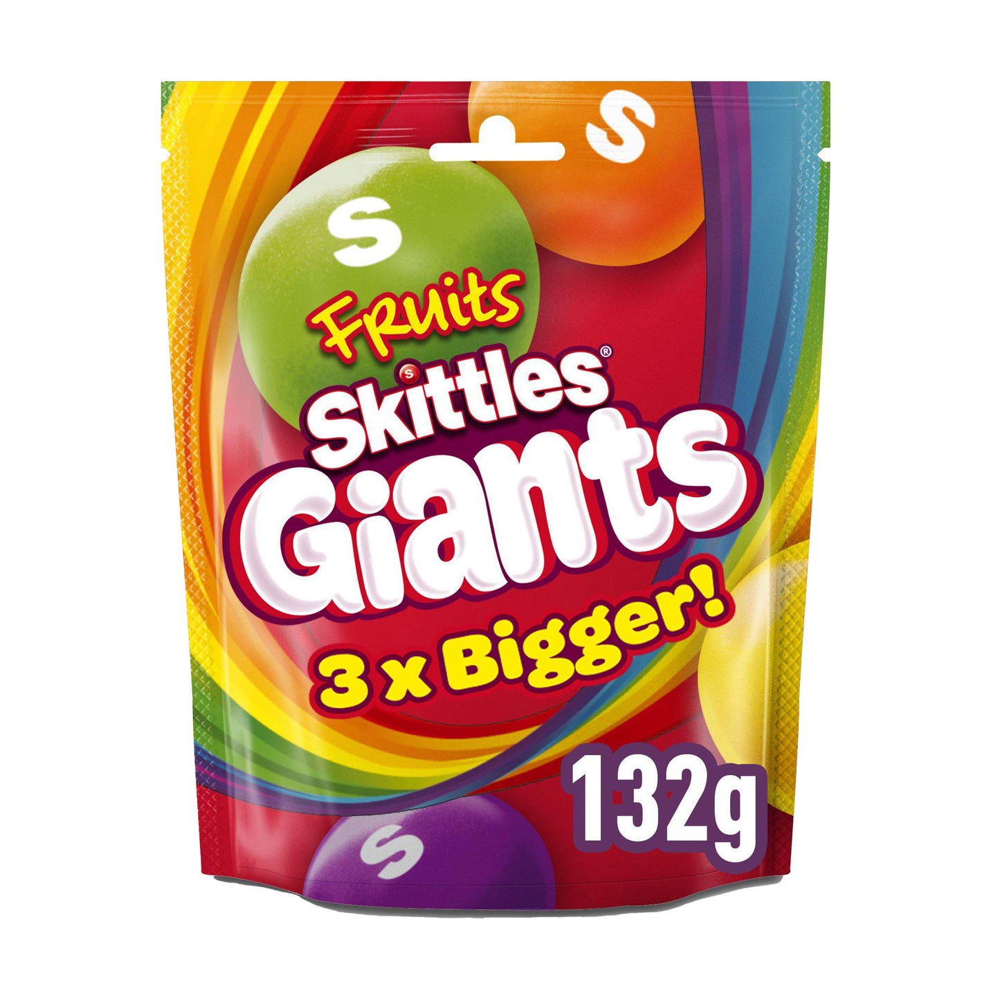 Skittles Giants Vegan Chewy Sweets Fruit Flavoured Pouch Bag - 132g - British Snacks