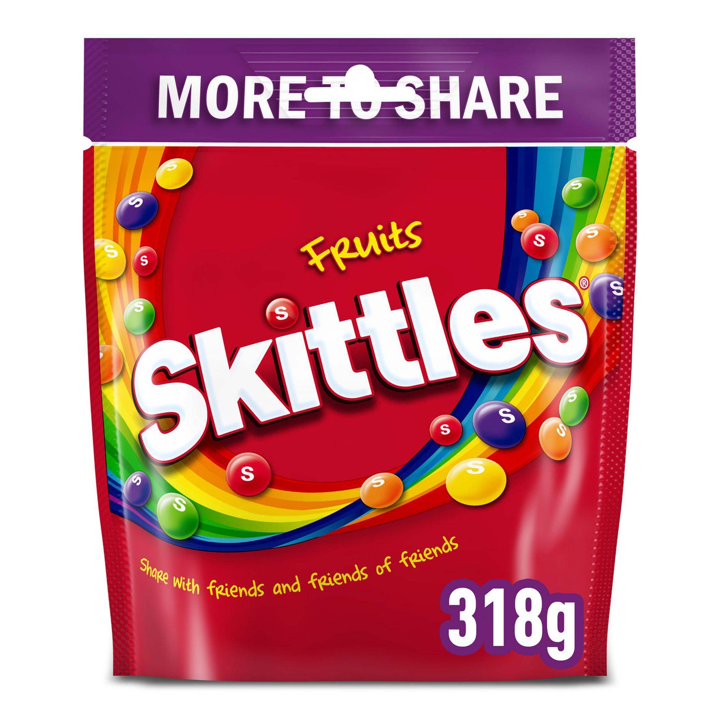 Skittles Vegan Chewy Sweets Fruit Flavoured Sharing Pouch Bag - 318g - British snacks & Sweets