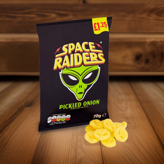 Space Raiders Pickled Onion Crisps 70g – (£1.25 Bags) - British Classic Crisps