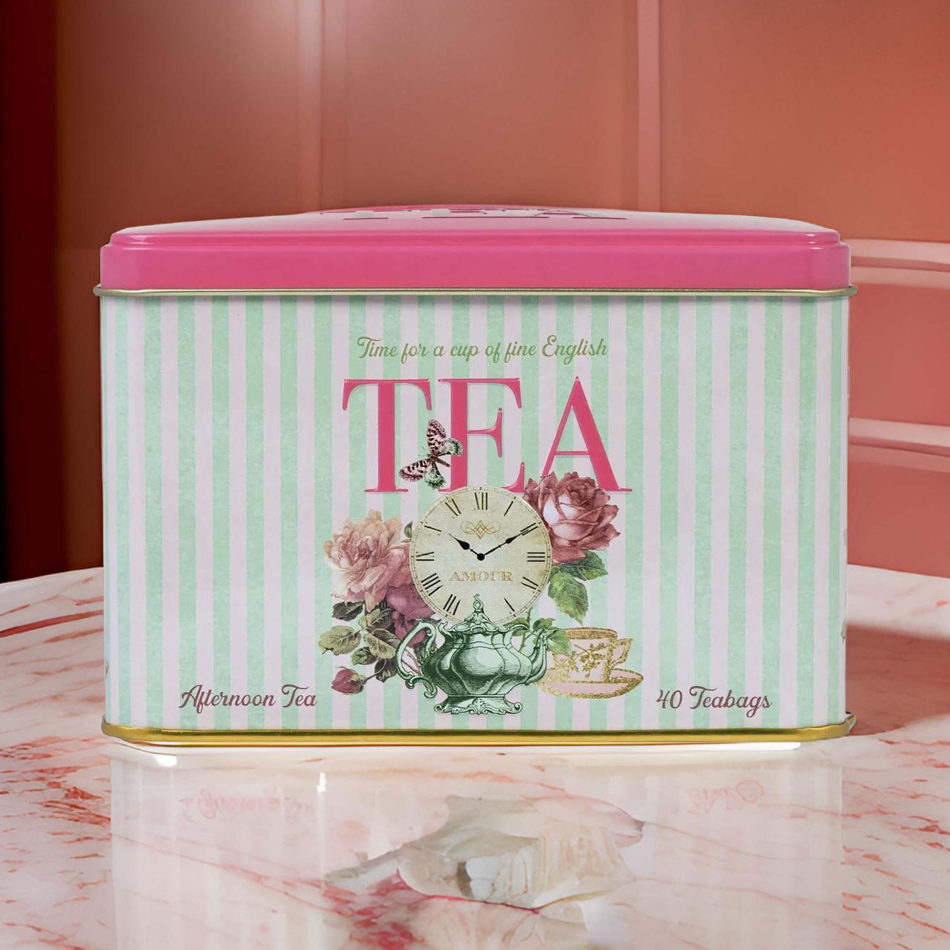 Time For Tea Classic Tea Caddy Tin - 40 Teabags - London Souvenirs