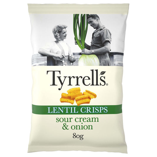 Tyrrells Lentil Sharing Crisps Sour Cream & Onion - 80g - British Snacks