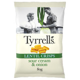 Tyrrells Lentil Sharing Crisps Sour Cream & Onion - 80g - British Snacks