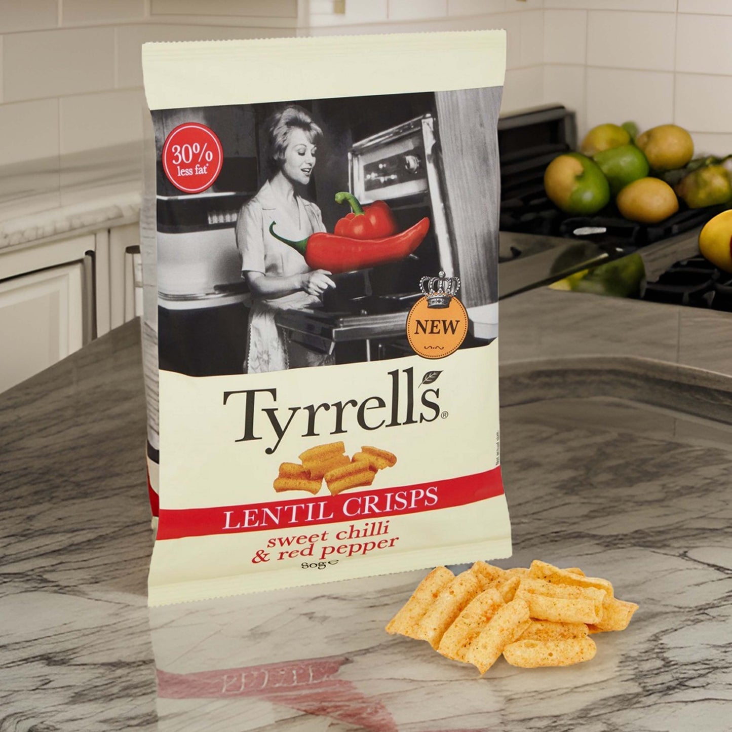 Tyrrells Lentil Sharing Crisps Sweet Chilli & Red Pepper - 80g - British Classic Crisps