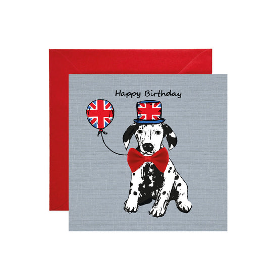 Union Jack Dalmatian - Happy Birthday Card - Apple & Clover Luxury Card