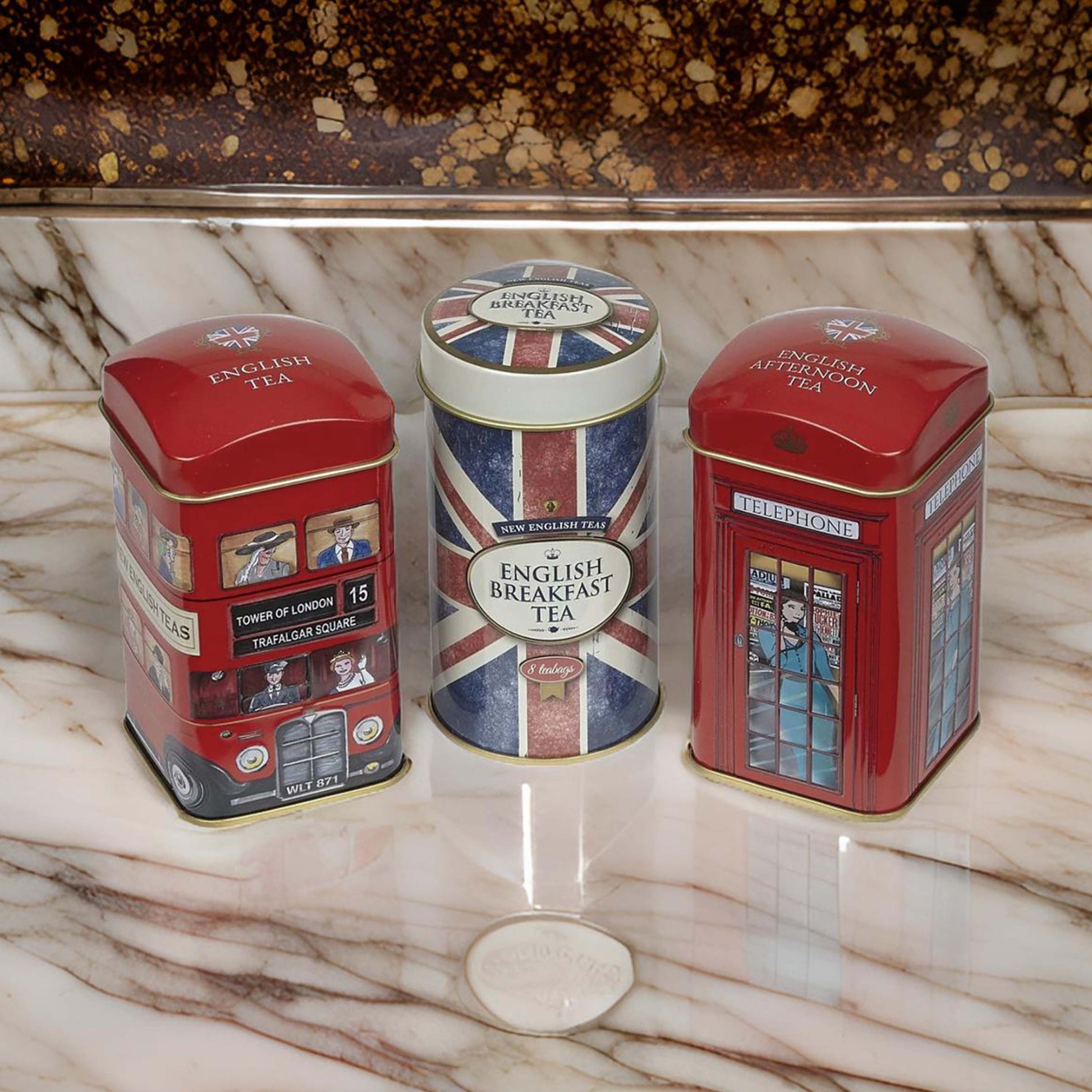 Union Jack Heritage Triple Tea Caddy Gift Set - 28 Teabags - British Souvenirs