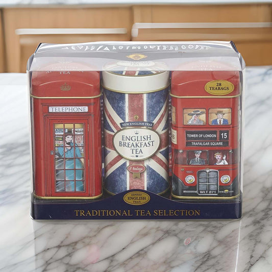 Union Jack Heritage Triple Tea Caddy Gift Set - 28 Teabags - London Souvenirs