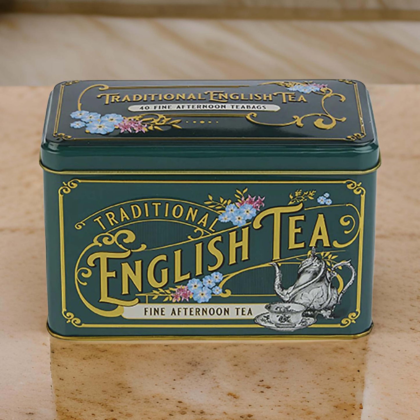 Victorian Classic Bottle Green Tea Caddy Tin - 40 Teabags - London Souvenirs