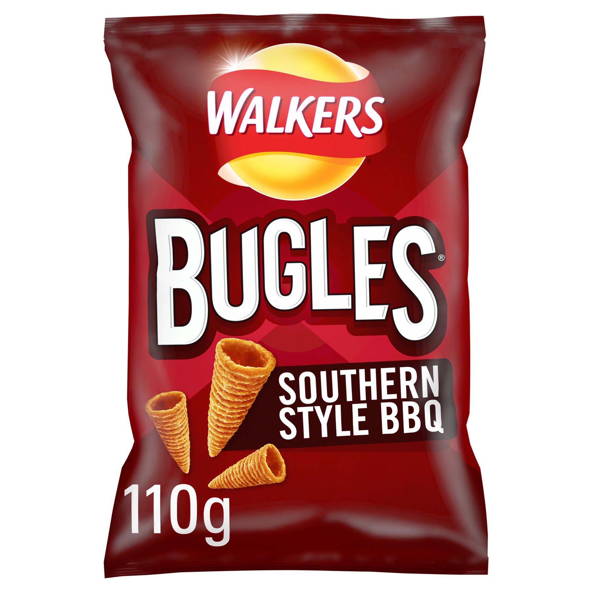 Walkers Bugles Southern Style BBQ Sharing Bag Snacks - 110g - British Classic Snacks