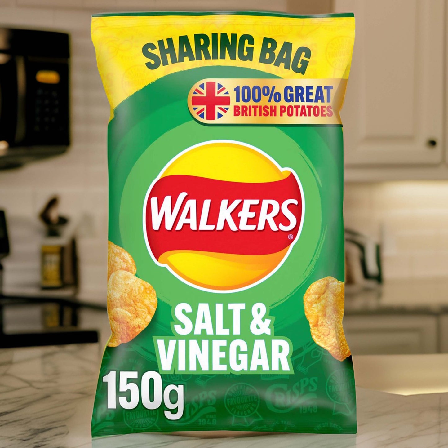 Walkers Salt & Vinegar Sharing Crisps - 150g - British Classic Crisps - Gift Message