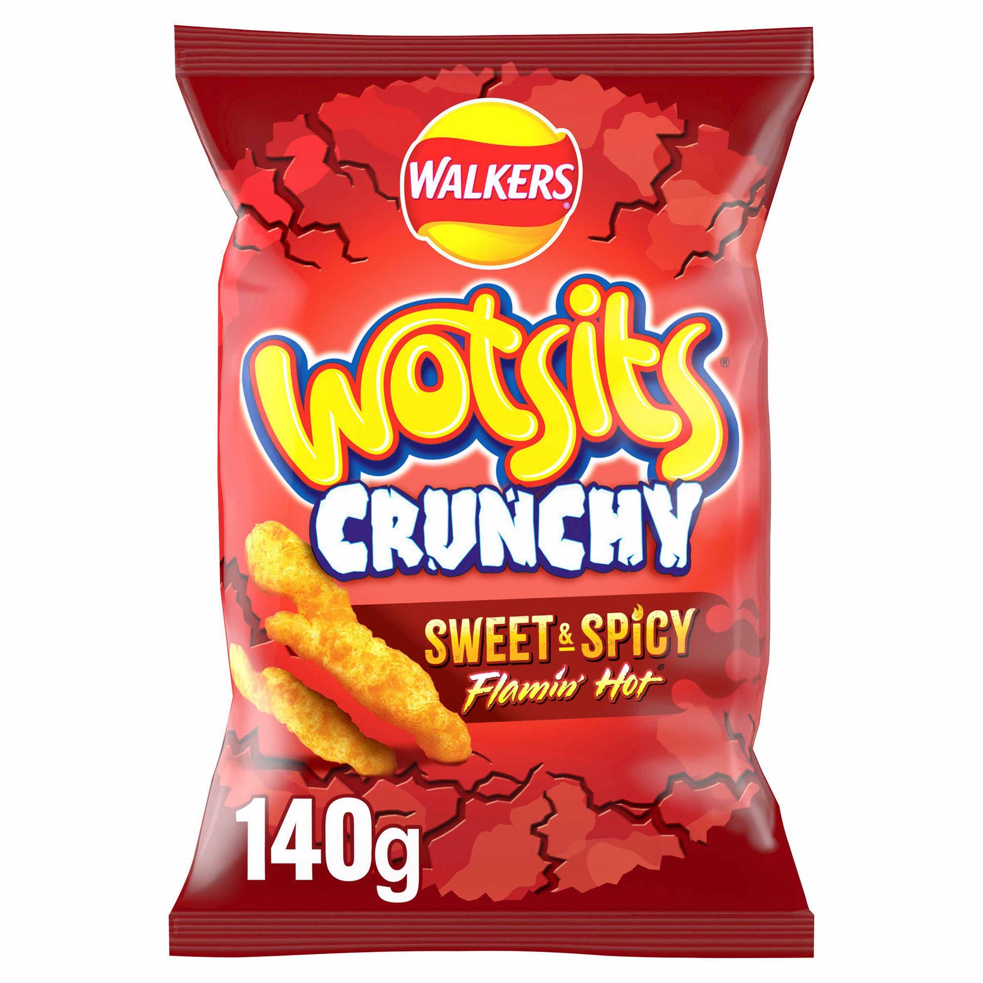 Walkers Wotsits Crunchy Flamin' Hot Crisps - 140g (Sharing Bag) - British Snacks