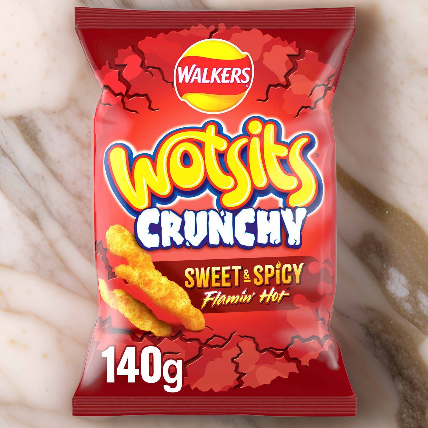 Walkers Wotsits Crunchy Flamin' Hot Crisps - 140g (Sharing Bag) - British crisps