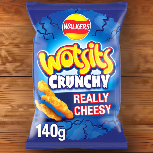 Walkers Wotsits Crunchy Really Cheesy Crisps - 140g (Sharing Bag) - UK Snacks