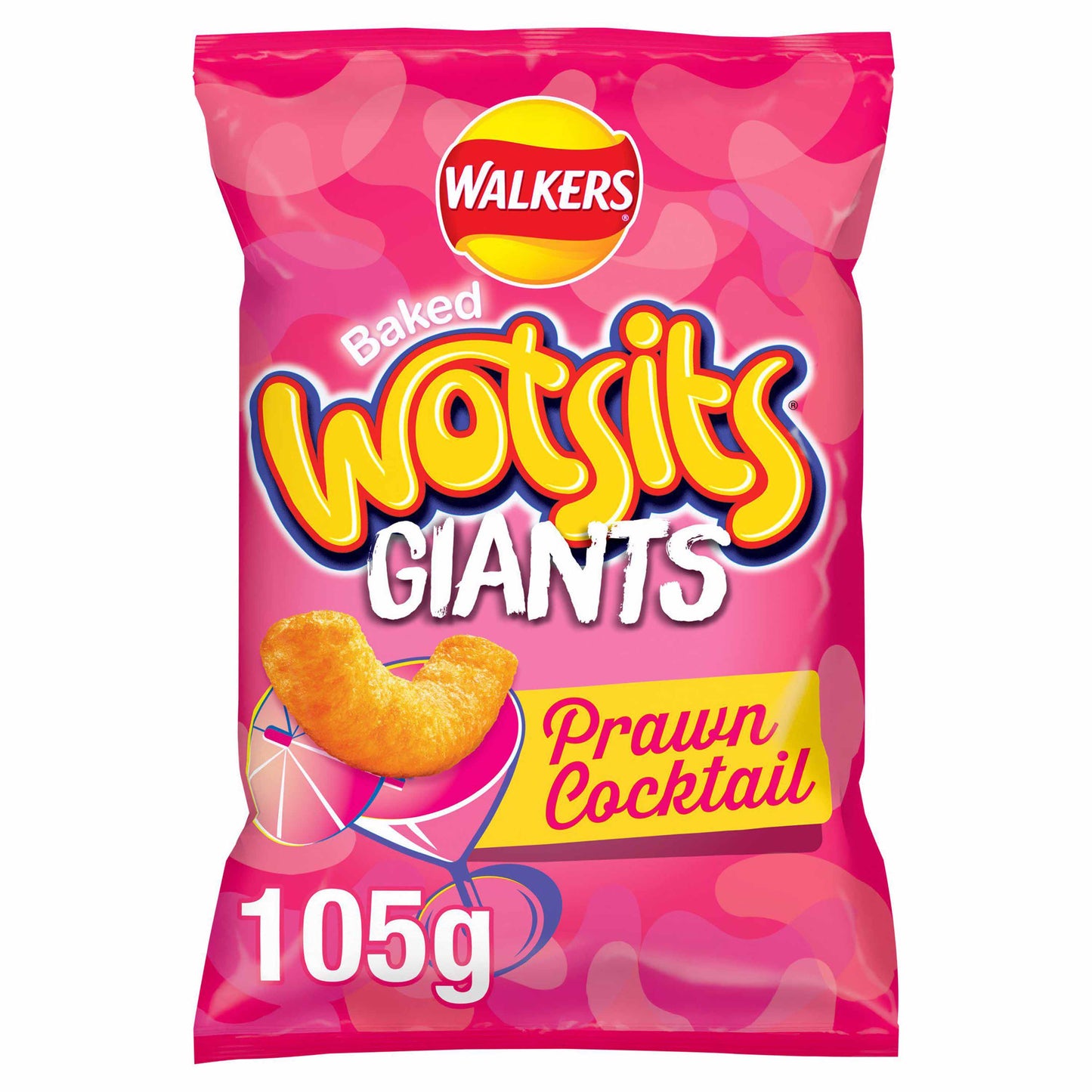 Walkers Wotsits Giants Prawn Cocktail Crisps - 105g (Sharing Bag) - British Snacks
