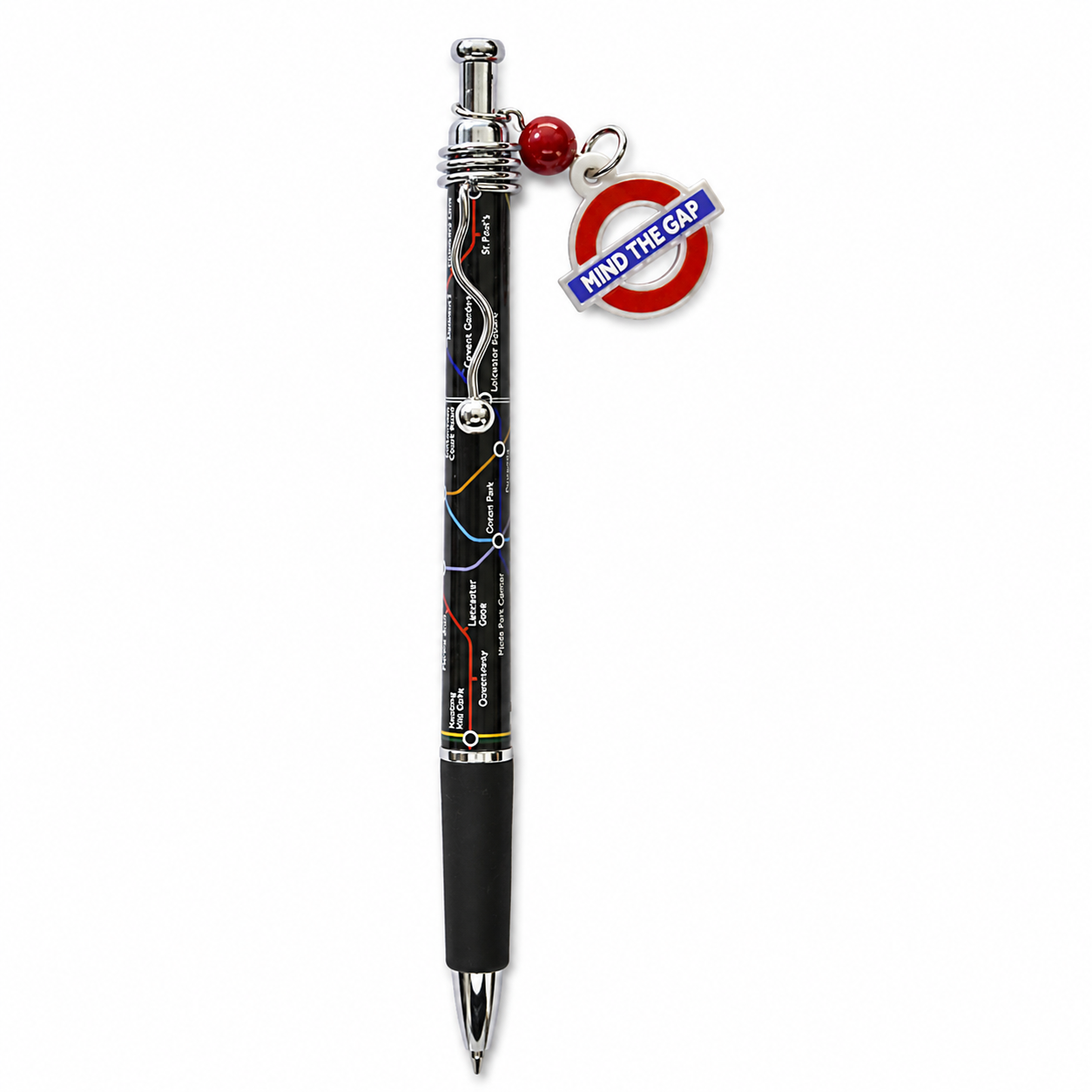 London Underground Map Pen with Mind the Gap Charm – Black