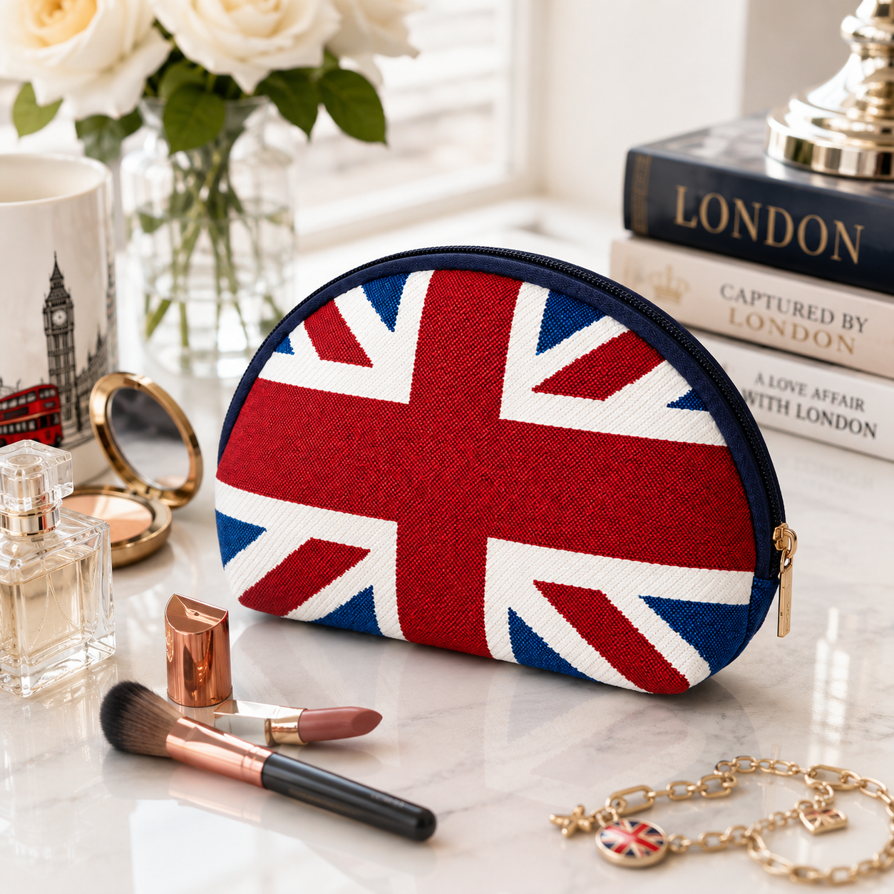 Union Jack Woven Tapestry Cosmetic Bag