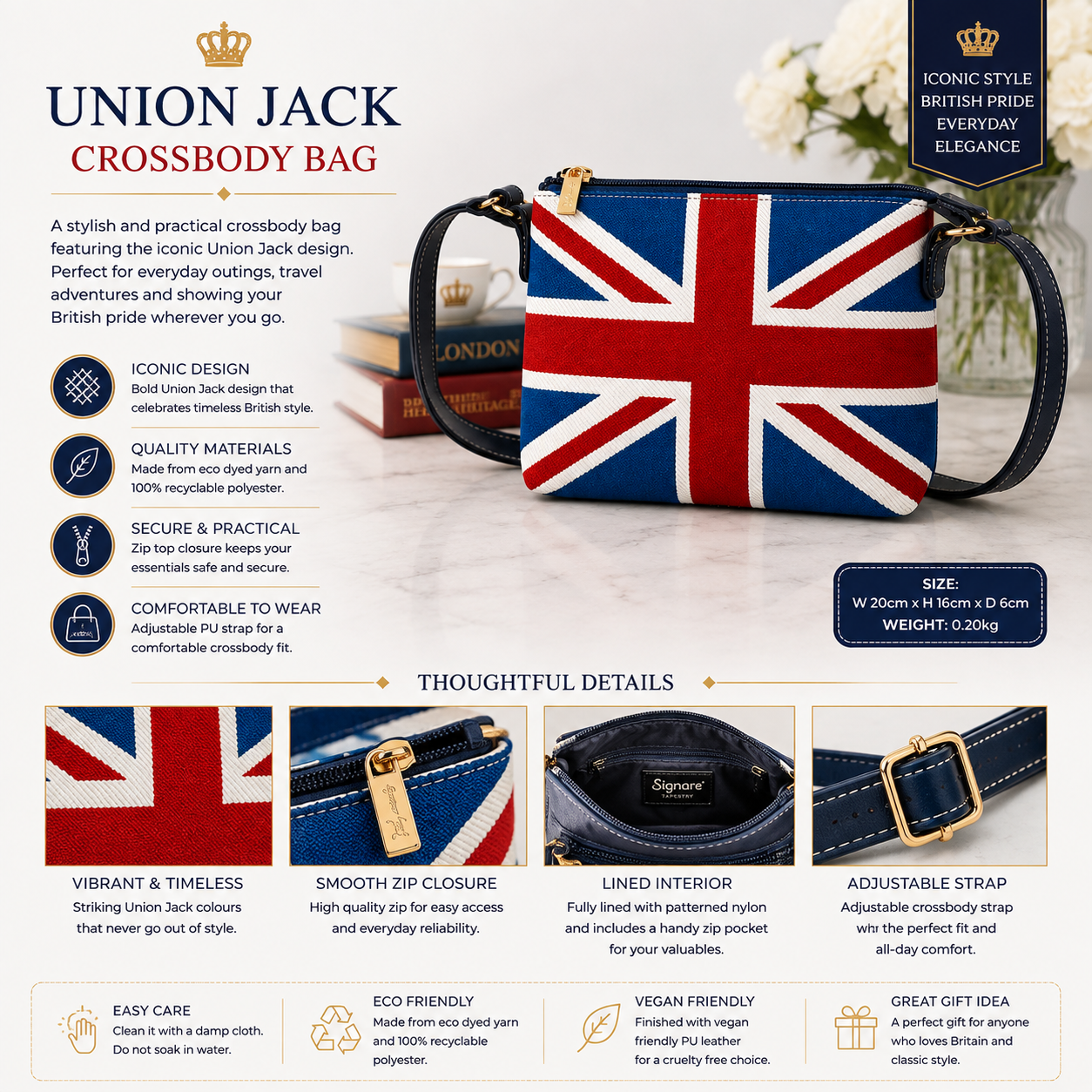 Union Jack Woven Tapestry Crossbody Satchel Bag