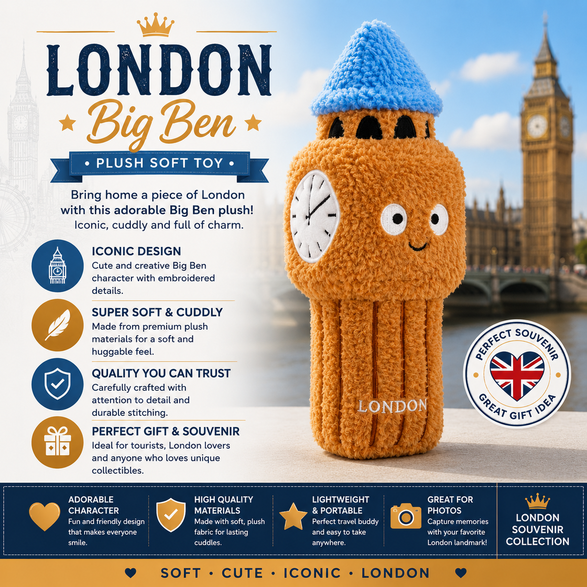 Big Ben London plush soft toy advertisement image