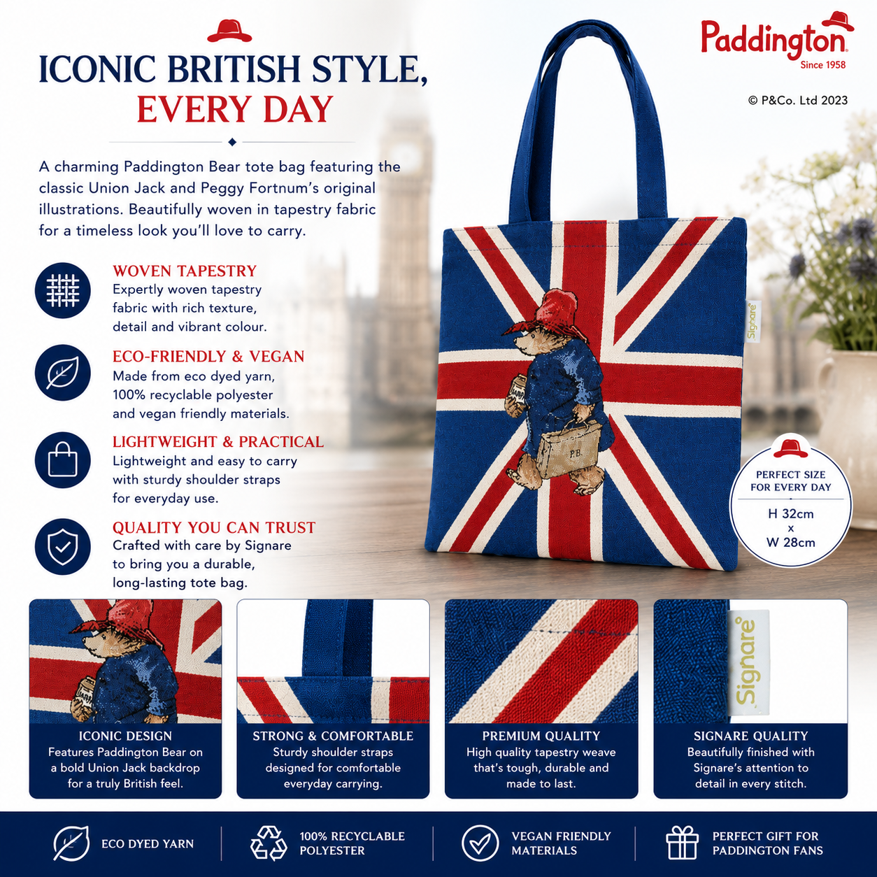 Paddington Bear Union Jack Tapestry Shopper Bag
