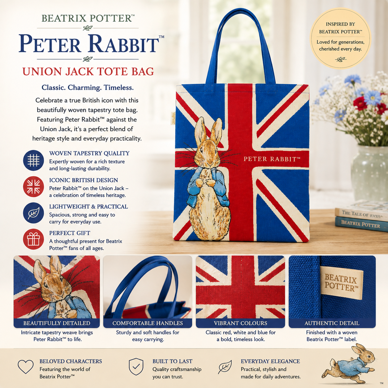 Peter Rabbit Union Jack Tapestry Tote Bag – Beatrix Potter