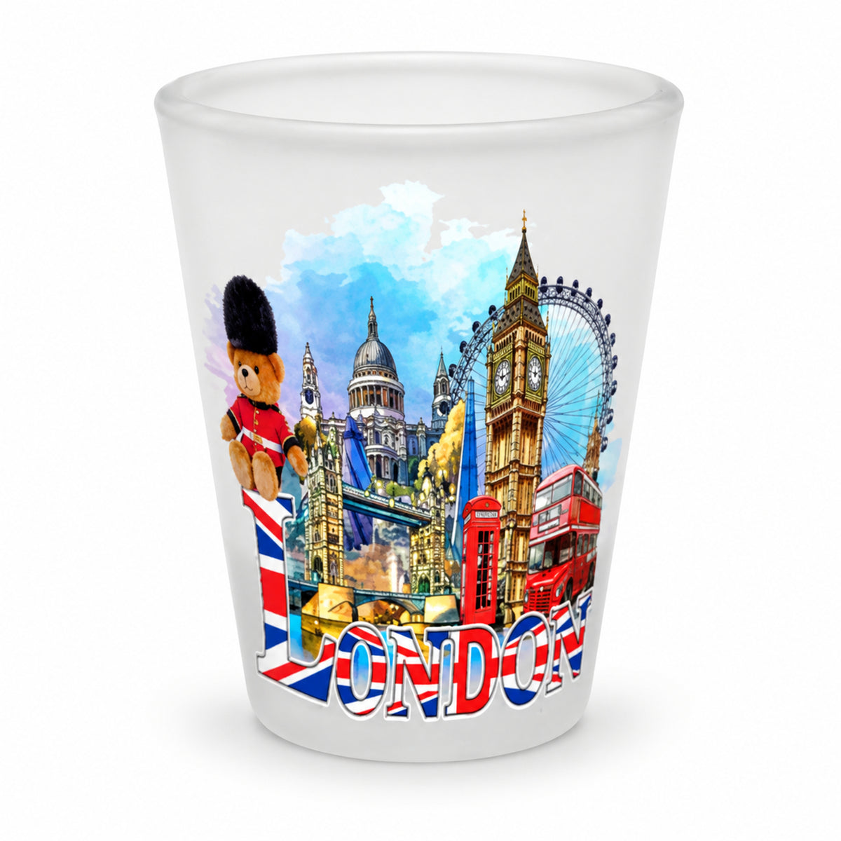 Colour London Shot Glass on a clean white background