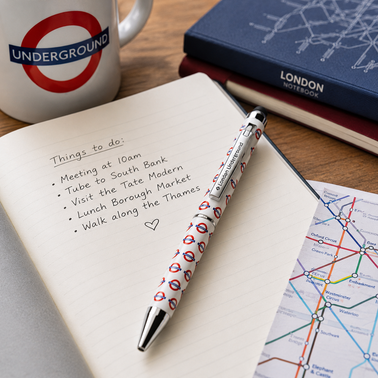 London Underground Roundel All-Over Print Twist Pen – White